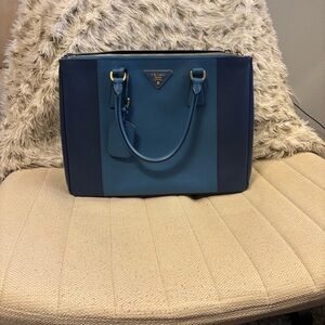 Prada Dual-Tone Blue Tote Bag